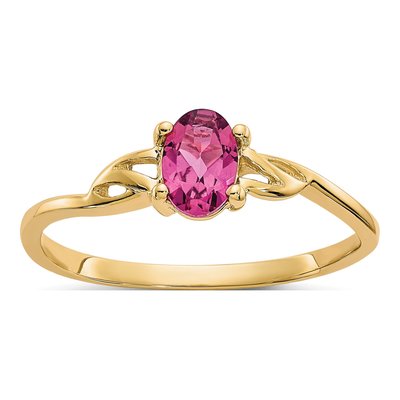 14K Yellow Gold Pink Tourmaline Birthstone Ring