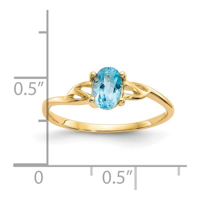 14K Yellow Gold Swiss Blue Topaz Oval Birthstone Ring – view 2