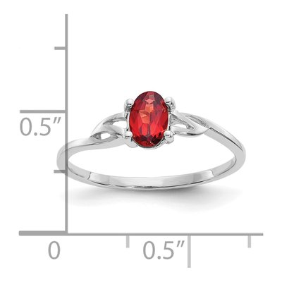 14K White Gold Garnet Oval Birthstone Ring – view 2