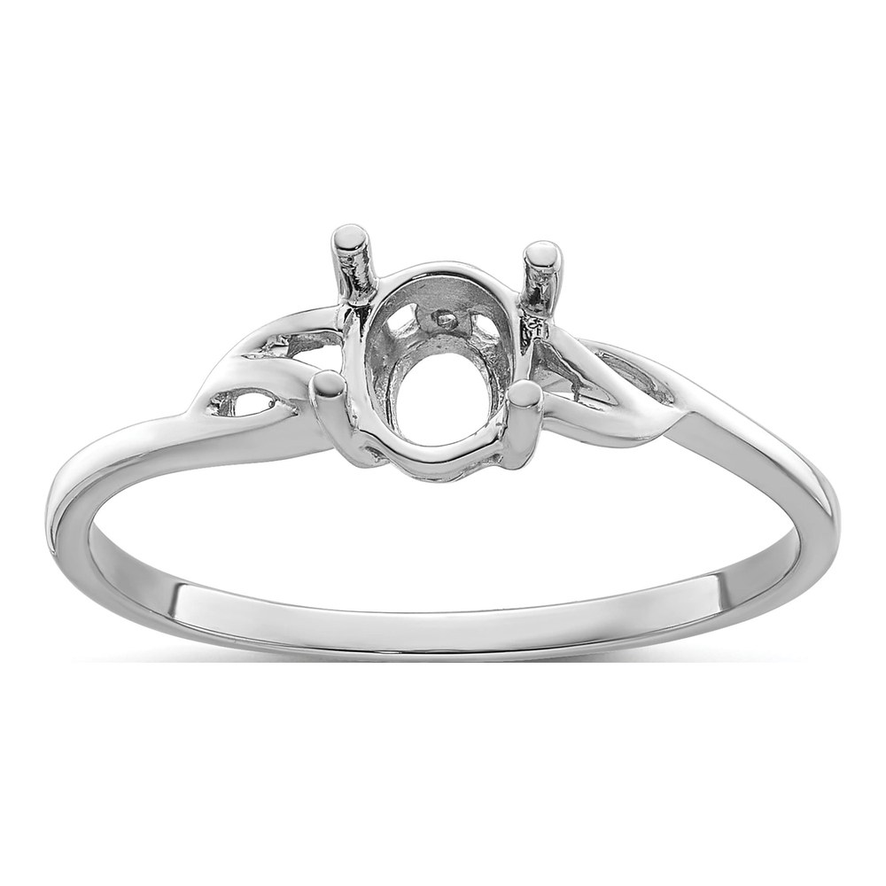 14K White Gold Oval Birthstone Ring Mounting