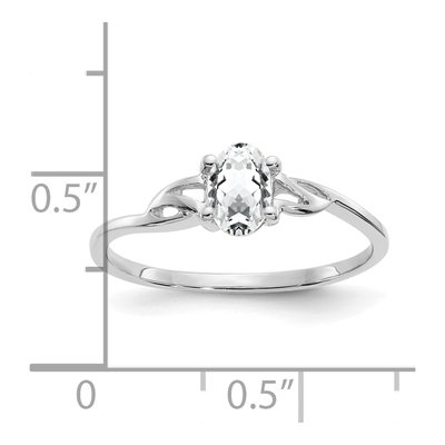 14K White Gold White Topaz Oval Ring – view 2