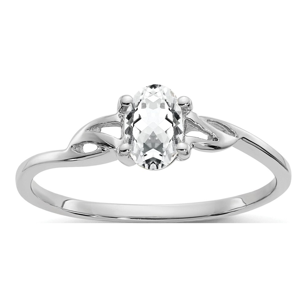 14K White Gold White Topaz Oval Ring
