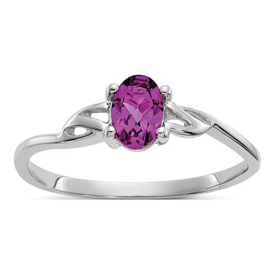 14K White Gold Rhodolite Garnet Birthstone Ring