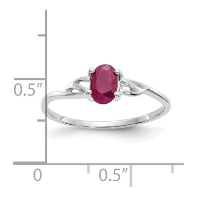 14K White Gold Ruby Oval Birthstone Ring – view 2