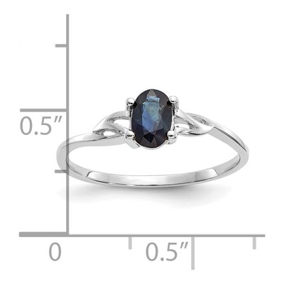14K White Gold Sapphire Oval Birthstone Ring – view 2