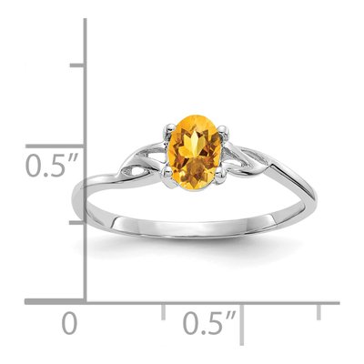 14K White Gold Citrine Oval Birthstone Ring – view 2