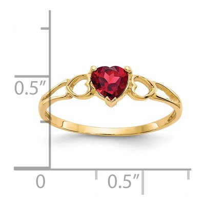14K Yellow Gold Garnet Heart Birthstone Ring – view 2