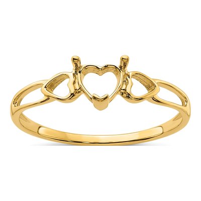 14K Yellow Gold Heart Ring Mounting