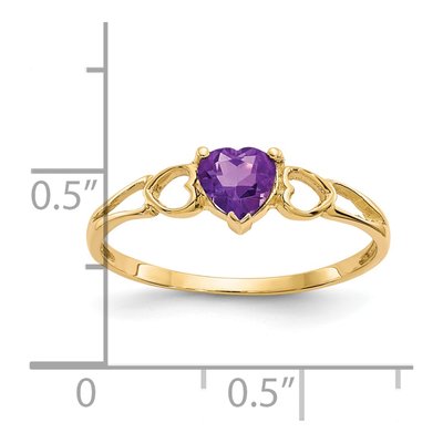 14K Yellow Gold Amethyst Heart Birthstone Ring – view 2