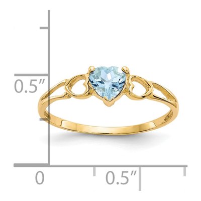 14K Yellow Gold Aquamarine Heart Birthstone Ring – view 2
