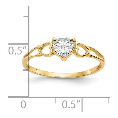 14K Yellow Gold White Topaz Heart Ring – view 2