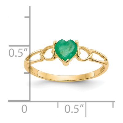 14K Yellow Gold Emerald Heart Birthstone Ring – view 2