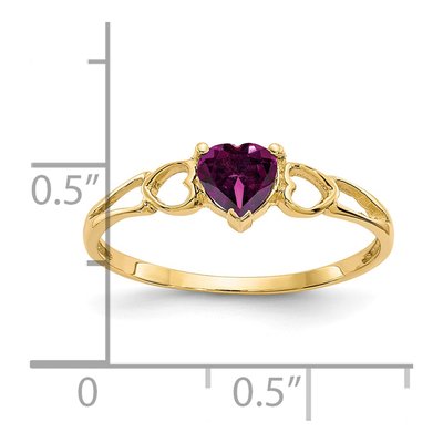 14K Yellow Gold Rhodolite Garnet Heart Ring – view 3