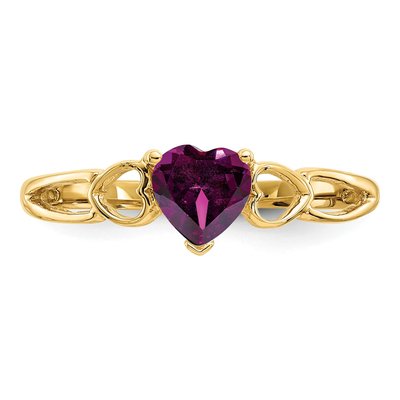 14K Yellow Gold Rhodolite Garnet Heart Ring – view 5