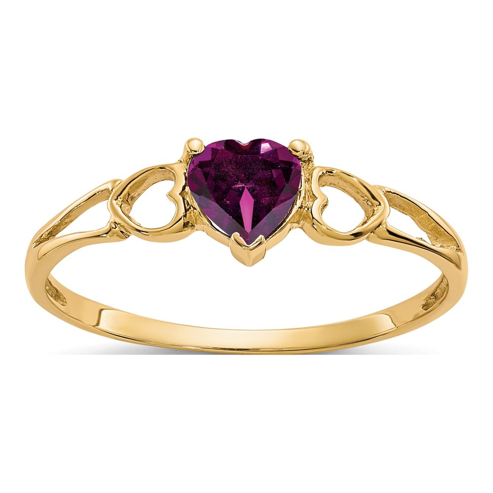 14K Yellow Gold Rhodolite Garnet Heart Ring