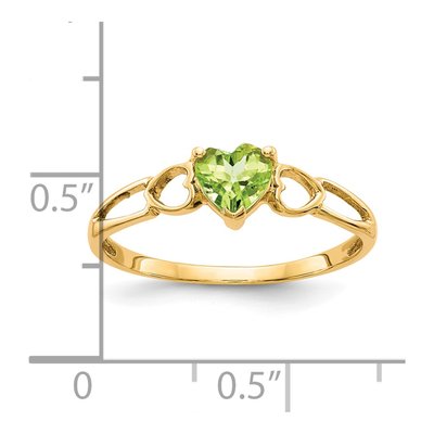 14K Yellow Gold Peridot Heart Birthstone Ring – view 2