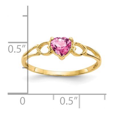14K Yellow Gold Pink Tourmaline Heart Ring – view 2