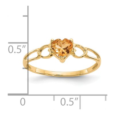 14K Yellow Gold Citrine Heart Birthstone Ring – view 3