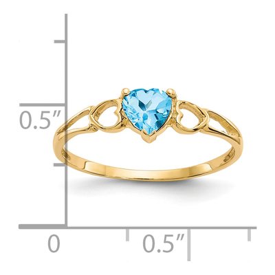 14K Yellow Gold Swiss Blue Topaz Heart Birthstone Ring – view 2