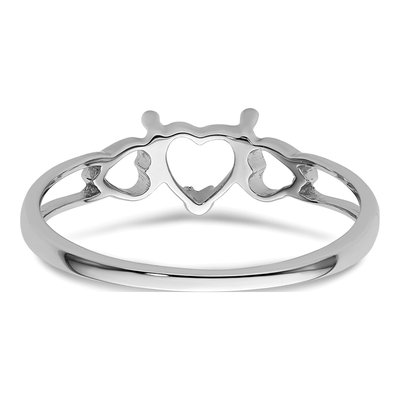14K White Gold Heart Birthstone Ring Mounting – view 5
