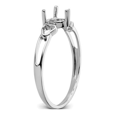14K White Gold Heart Birthstone Ring Mounting – view 6