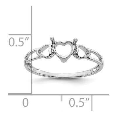 14K White Gold Heart Birthstone Ring Mounting – view 7