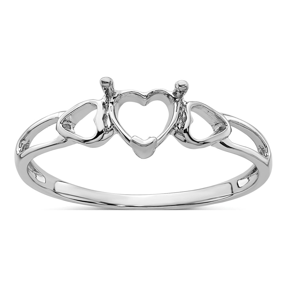 14K White Gold Heart Birthstone Ring Mounting