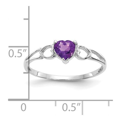 14K White Gold Amethyst Heart Birthstone Ring – view 2