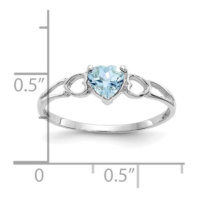 14K White Gold Aquamarine Heart Birthstone Ring – view 3