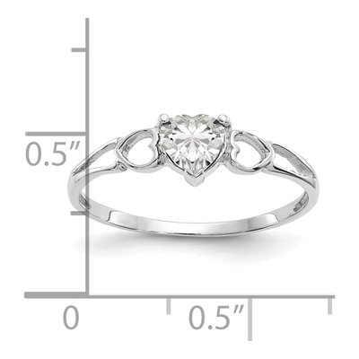 14K White Gold White Topaz Heart Ring – view 2