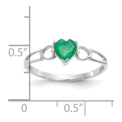 14K White Gold Emerald Heart Birthstone Ring – view 2