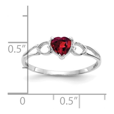 14K White Gold Rhodolite Garnet Heart Ring – view 2