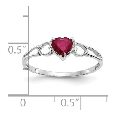 14K White Gold Ruby Heart Birthstone Ring – view 2