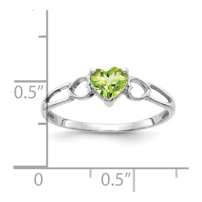 14K White Gold Peridot Heart Birthstone Ring – view 2