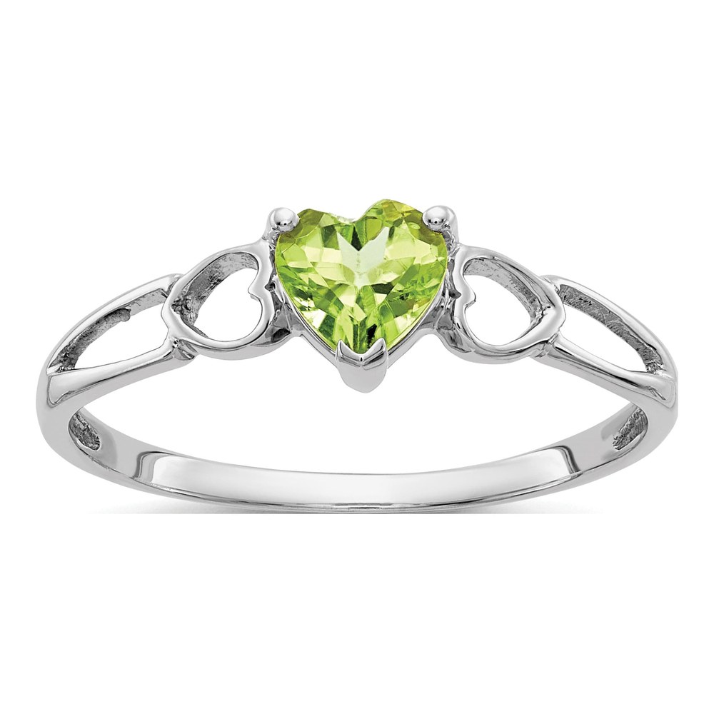 14K White Gold Peridot Heart Birthstone Ring