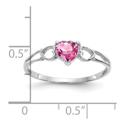 14K White Gold Pink Tourmaline Heart Ring – view 2