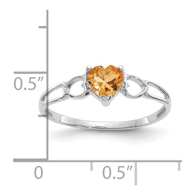 14K White Gold Citrine Heart Birthstone Ring – view 2