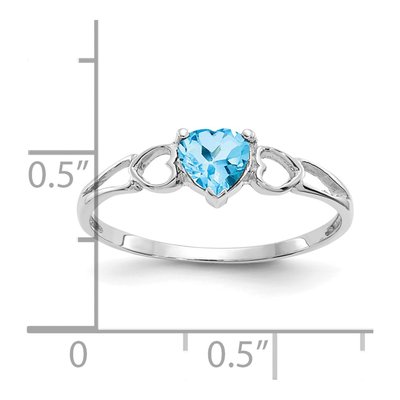 14K White Gold Swiss Blue Topaz Heart Birthstone Ring – view 2