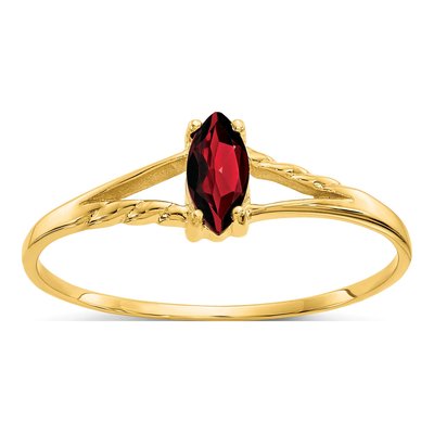 14K Yellow Gold Garnet Marquise Birthstone Ring