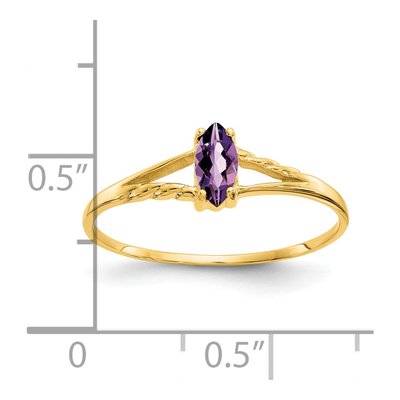 14K Yellow Gold Amethyst Marquise Birthstone Ring – view 3