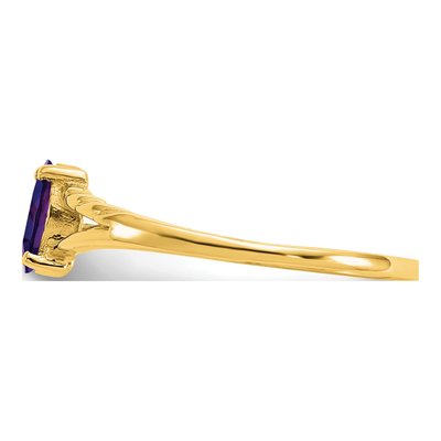 14K Yellow Gold Amethyst Marquise Birthstone Ring – view 4