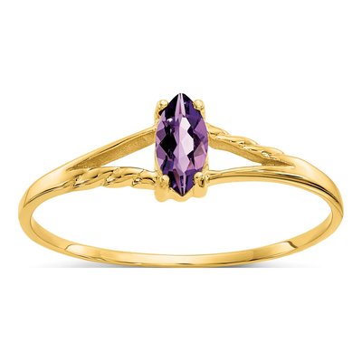 14K Yellow Gold Amethyst Marquise Birthstone Ring