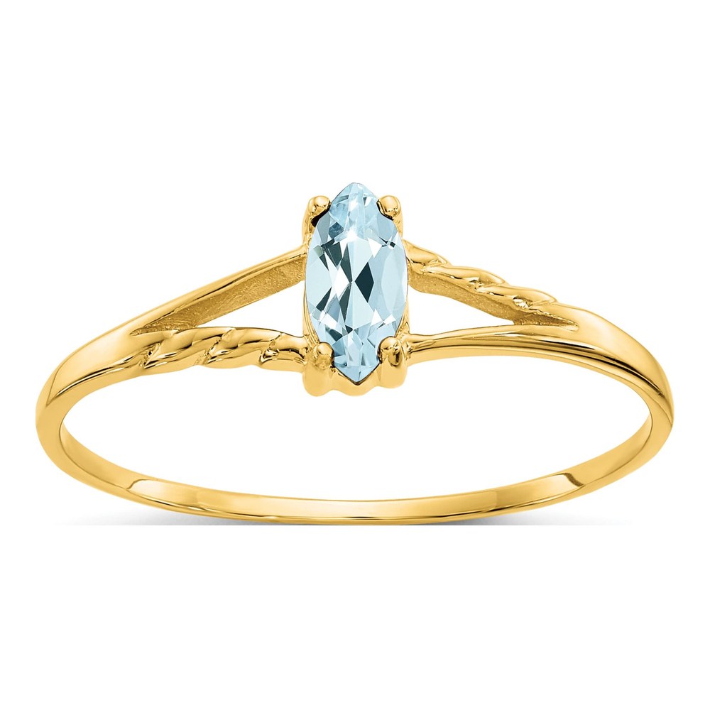 14K Yellow Gold Marquise Aquamarine Ring