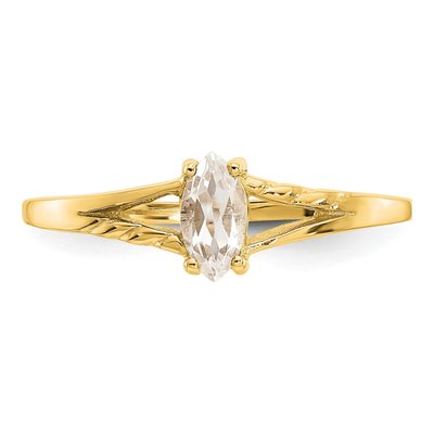 14K Yellow Gold White Topaz Marquise Ring – view 5