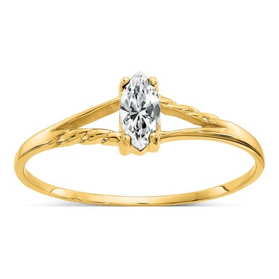 14K Yellow Gold White Topaz Marquise Ring