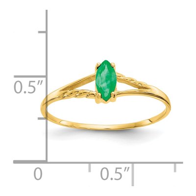 14K Yellow Gold Emerald Marquise Birthstone Ring – view 3