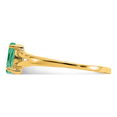 14K Yellow Gold Emerald Marquise Birthstone Ring – view 4