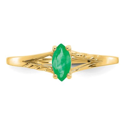 14K Yellow Gold Emerald Marquise Birthstone Ring – view 5