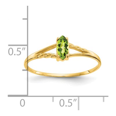14K Yellow Gold Peridot Marquise Birthstone Ring – view 3