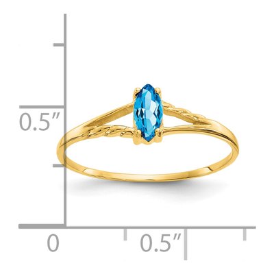 14K Yellow Gold Swiss Blue Topaz Marquise Birthstone Ring – view 3